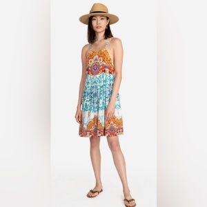 JOHNNY WAS Ellyo Halter Dress Summer Boho Floral
Strappy Back Blue Size S